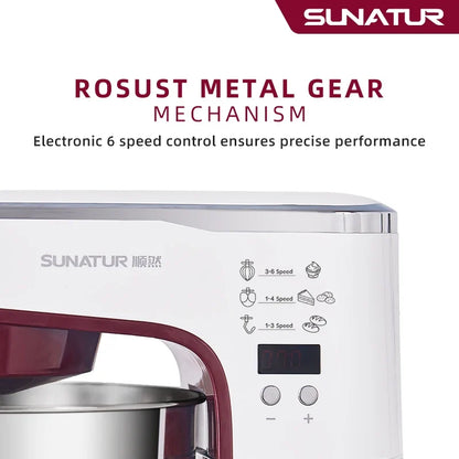 SUNATUR 5.5L Stand Mixer 1300w Planetary food Processor Timed dough kneader electric kitchen blender cream whipper Filling Mixer