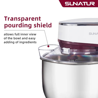 SUNATUR 5.5L Stand Mixer 1300w Planetary food Processor Timed dough kneader electric kitchen blender cream whipper Filling Mixer