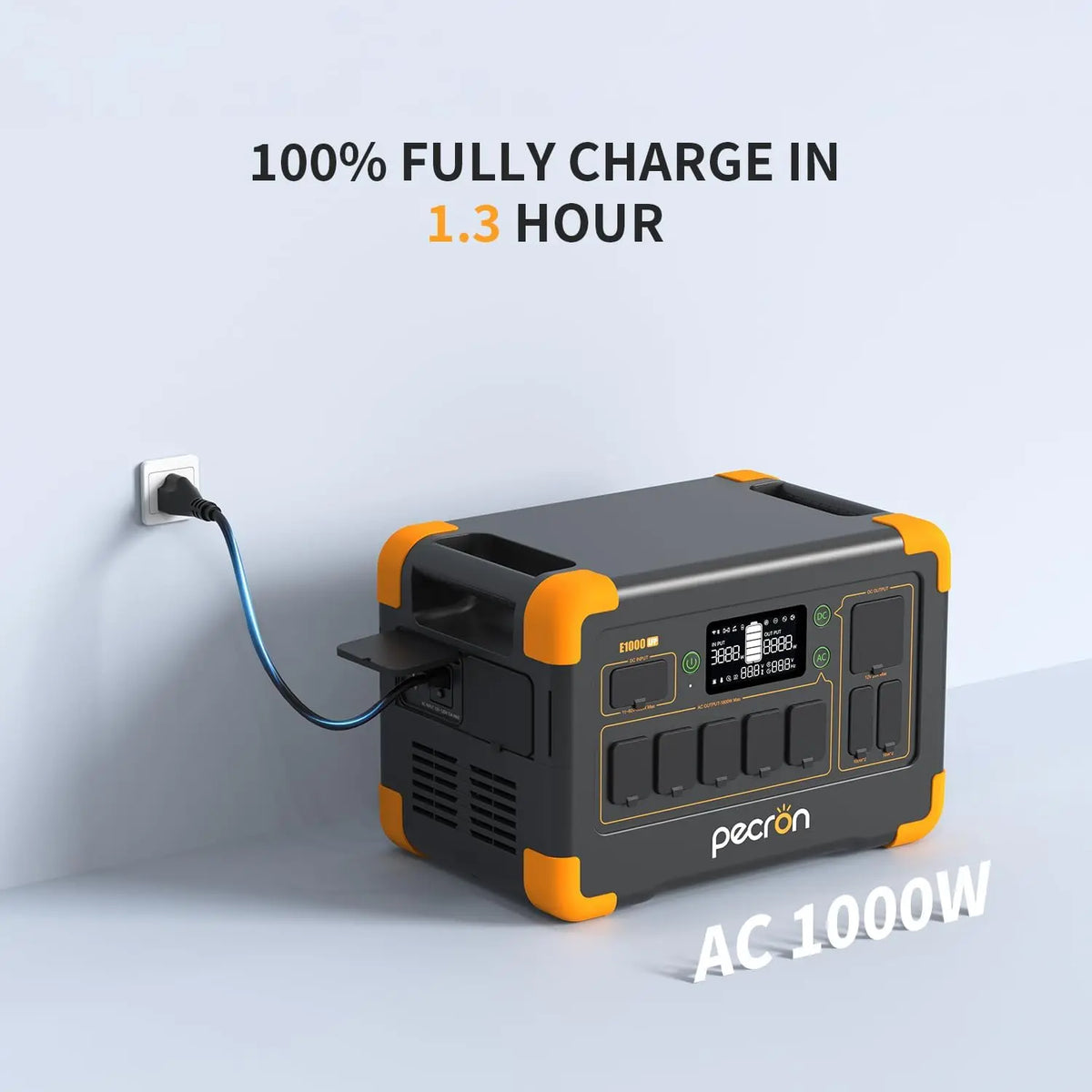 Refurbished-PECRON Portable Power Station E1000LFP, 1024Wh/1800W LiFePO4 Battery Backup, Solar Generator Expandable to 4096Wh, Fast Charging Power Station for Emergencies, Camping, RV, Home Use