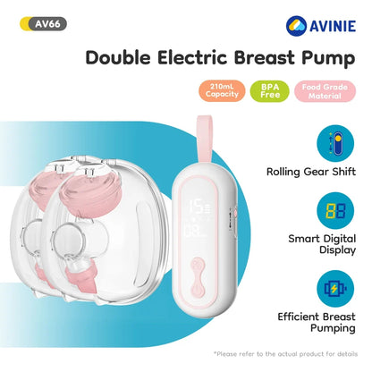 MAMIJOY Wearable Breast Pump  Portable Low Noise Breastfeeding Pump with 4 Modes 15 Levels Double Electric Breast Milk Pump AV66
