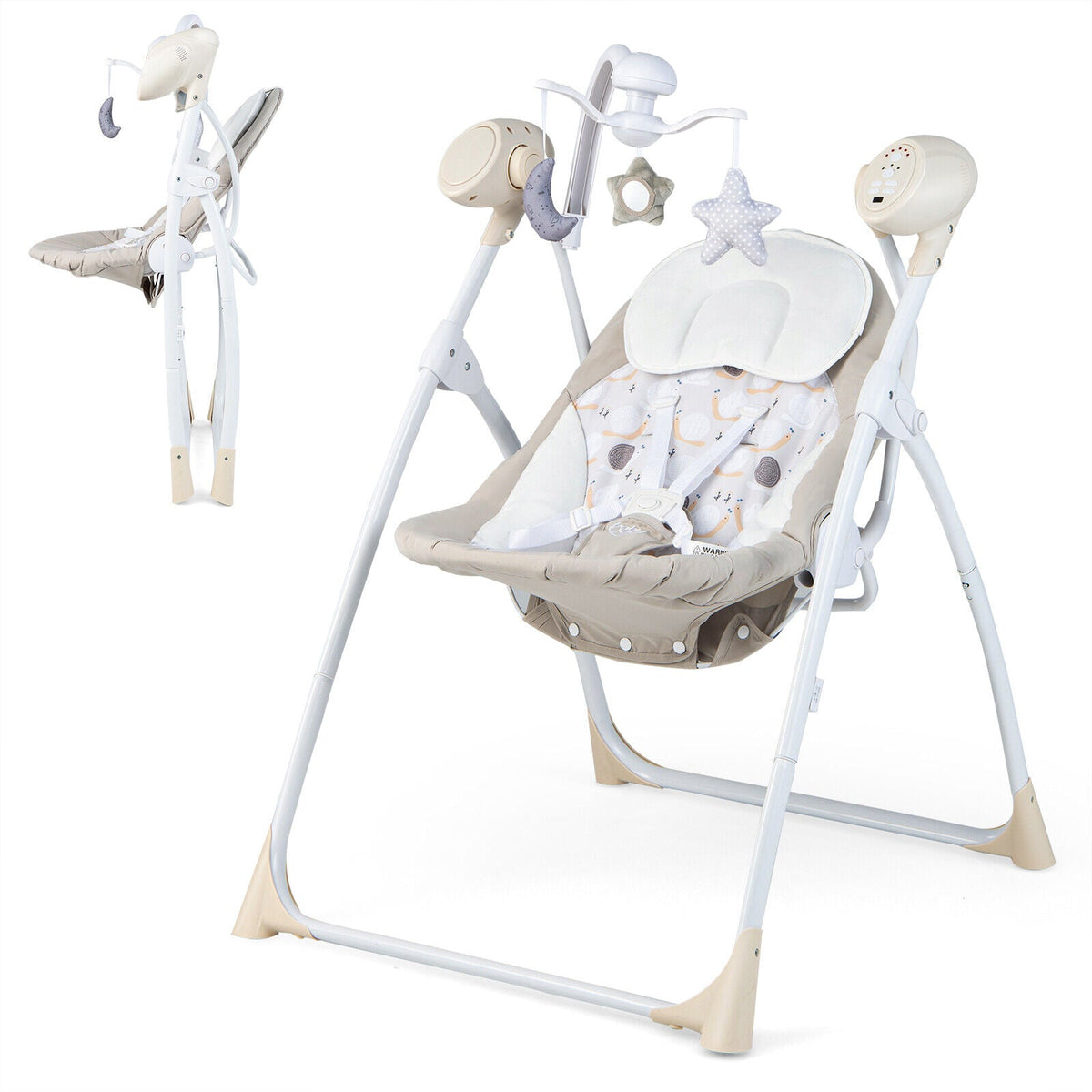 Electric Foldable Baby Rocking Chair with Adjustable Backrest