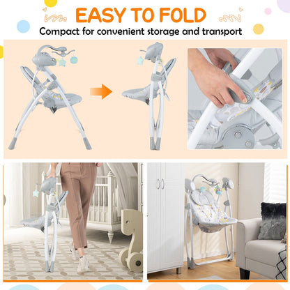 Electric Foldable Baby Rocking Chair with Adjustable Backrest