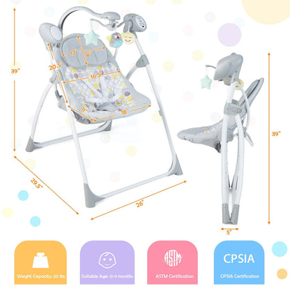 Electric Foldable Baby Rocking Chair with Adjustable Backrest