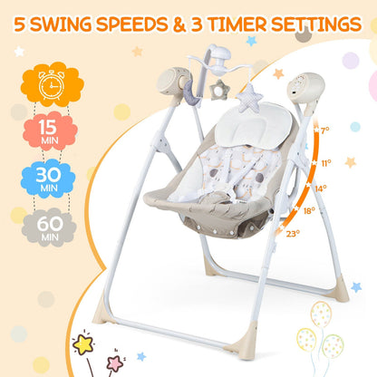 Electric Foldable Baby Rocking Chair with Adjustable Backrest
