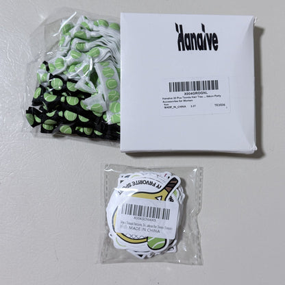Tennis Hair Ties 20 Pcs and Tennis Stickers 50 Pcs, Party Favor Set