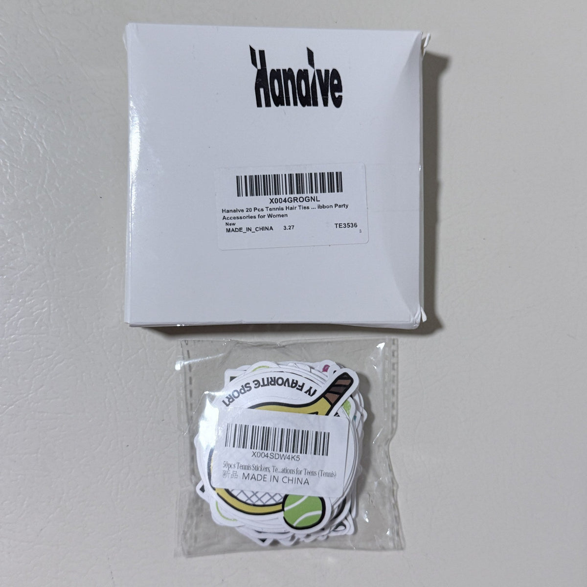 Tennis Hair Ties 20 Pcs and Tennis Stickers 50 Pcs, Party Favor Set