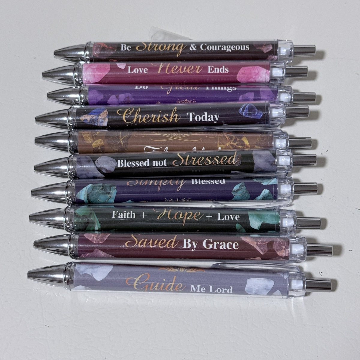 4-Pack Christian Scripture Ballpoint Pens - Stone Design (40 Total)