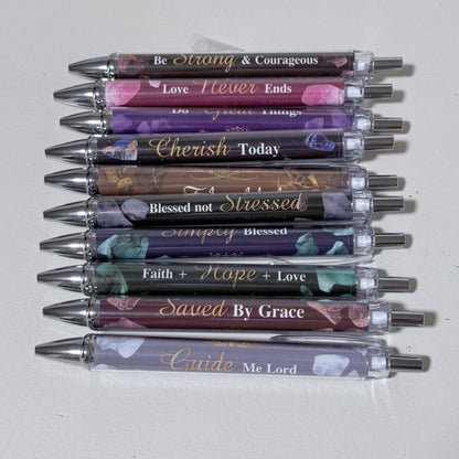 4-Pack Christian Scripture Ballpoint Pens - Stone Design (40 Total)