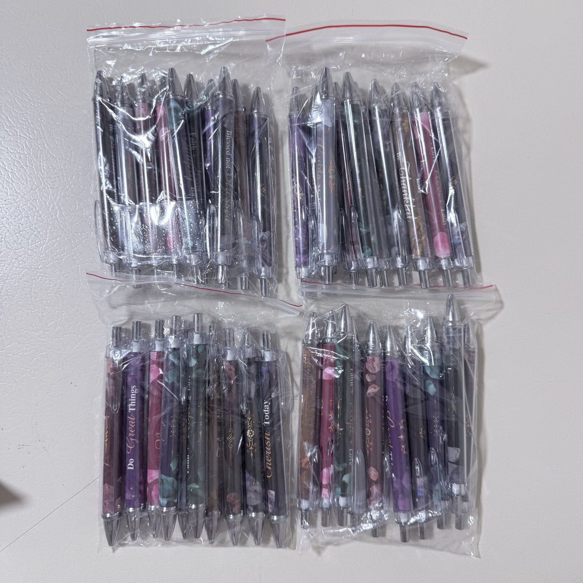 4-Pack Christian Scripture Ballpoint Pens - Stone Design (40 Total)
