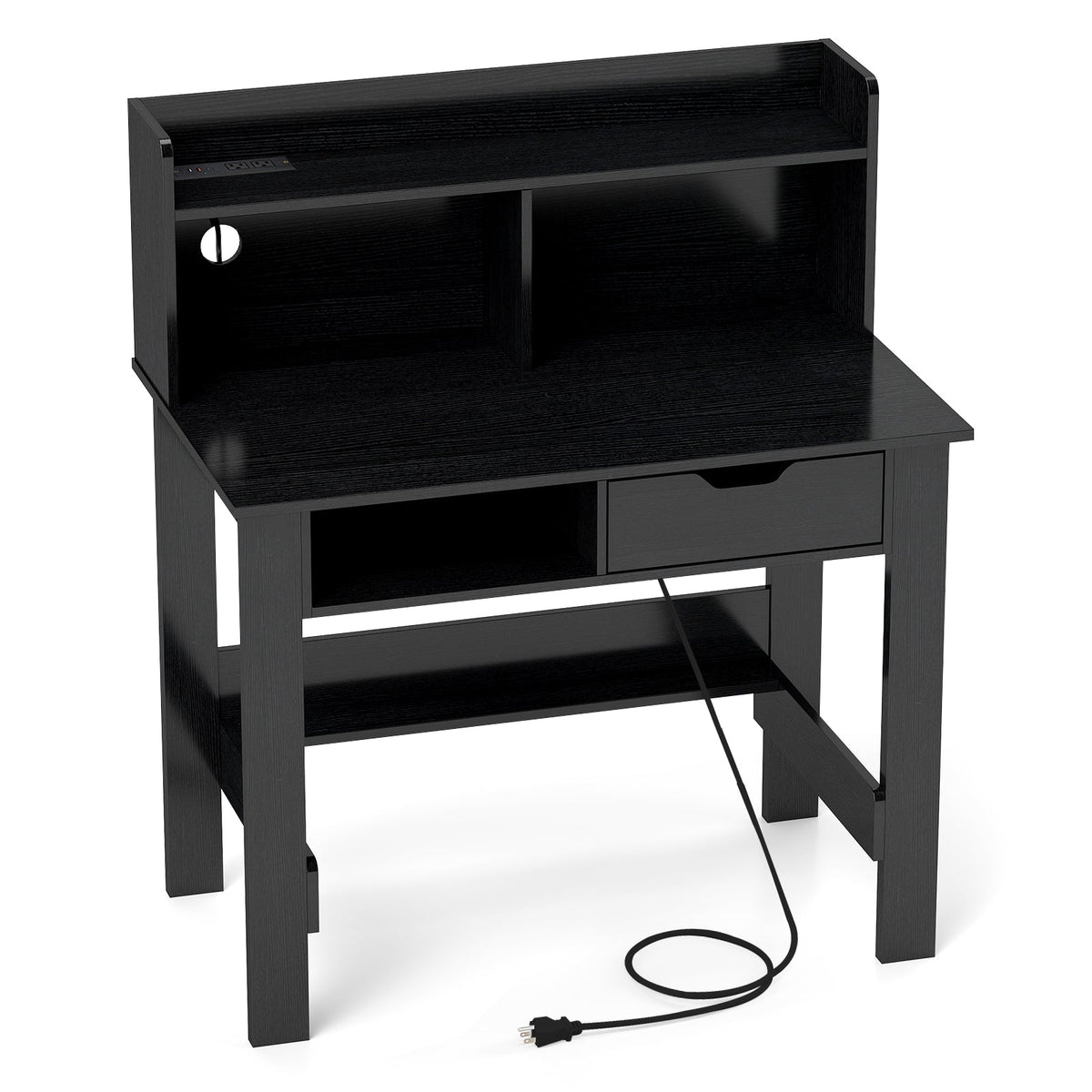 Computer Desk with Power Outlets USB Ports and Type-C-Black