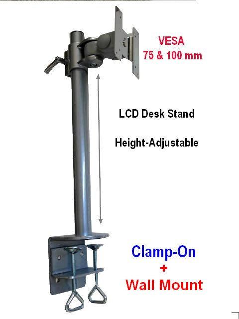 DSCLB Monitor Desk Stand Height Adjustable Clamp-on VESA
