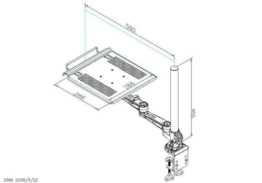 DLAC2 Laptop Desk Mount Stand Tray Arm with C Clamp