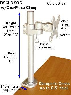 DSCLB Monitor Desk Stand Height Adjustable Clamp-on VESA