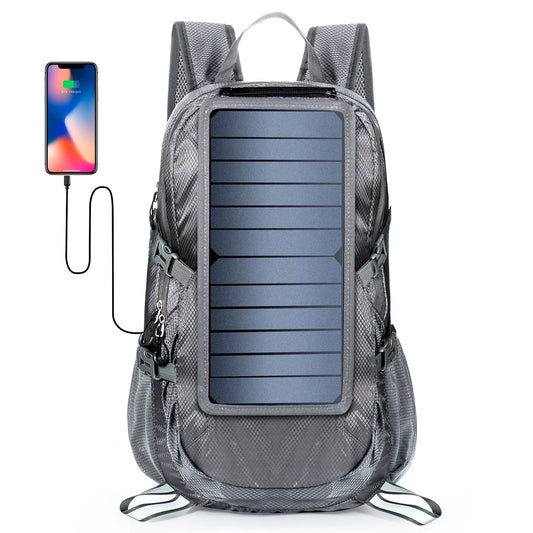 Solar Backpack Foldable Hiking Daypack With 5V Power Supply 6.5W Solar Panel Charge For Cell Phones