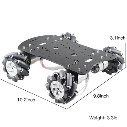 15KG Payload 4WD 80mm Mecanum Wheel Robot Car Chassis Kit with DC 12V Hall Motor for Arduino Raspberry Pi DIY Project STEM Toy