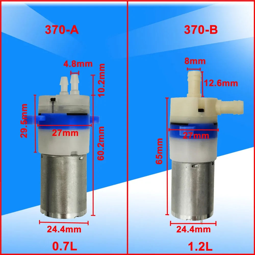 12V Micro DC Water Pump Food Grade Water Dispenser 370 Mini Pump 0.7-1.2L/min Low Noise Long Life Self-priming Pump Customized