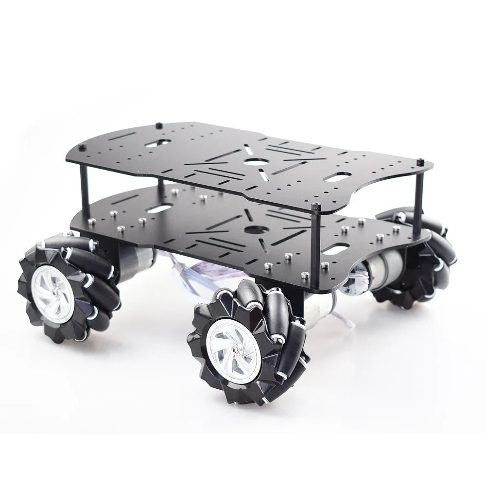 15KG Load 4WD 80mm Mecanum Wheel RC Robot Car Chassis with DC 12V Encoder Motor for Arduino Raspberry Pi DIY Project STEM Toy