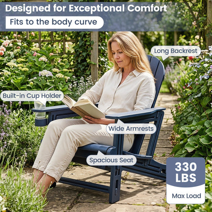 HDPE Adirondack Chair with Cup Holder - Weather Resistant