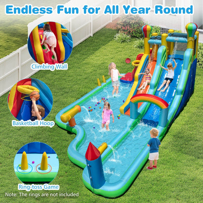 Inflatable Water Slide Park Giant Bounce House with Double Long Slides