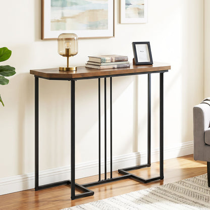 Console Table with Metal Legs - Rustic Brown