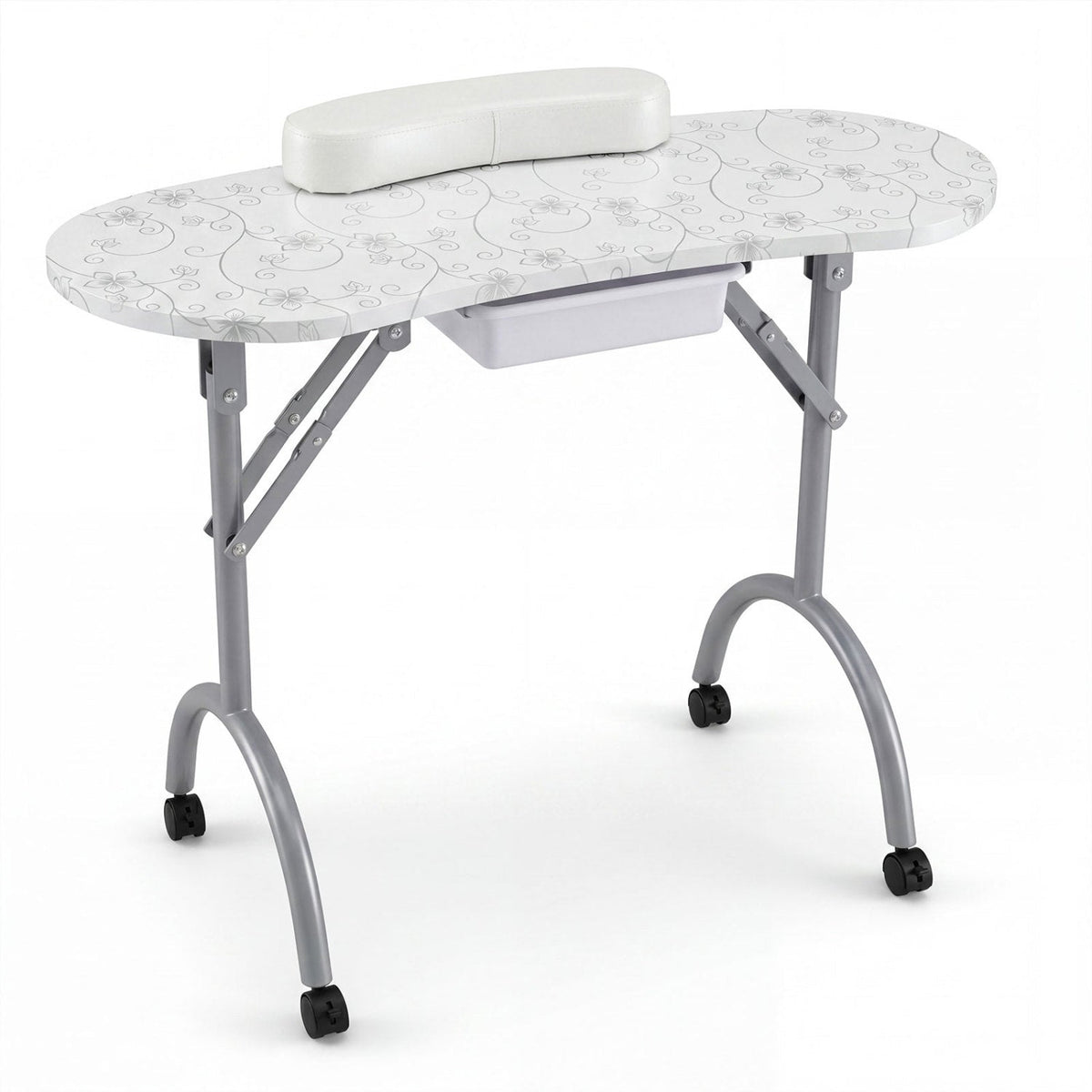 Foldable Manicure Table with Drawer and Wrist Cushion