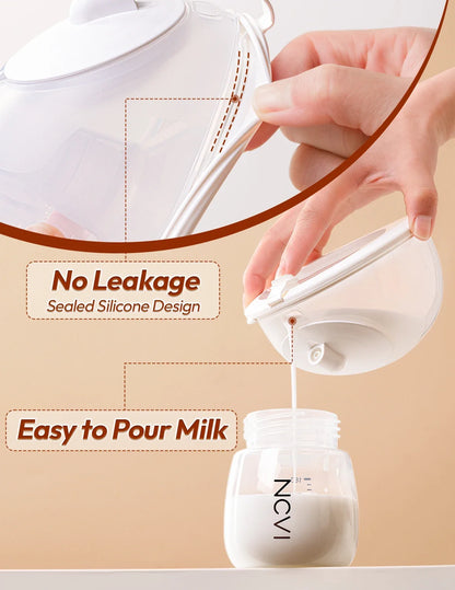 NCVI Wearable Electric Breast Pump Hands-Free 4 Modes 9 Levels Leakproof Double Sealed Milk Cup 21/24mm Flanges Quiet Portable for Home Work Travel