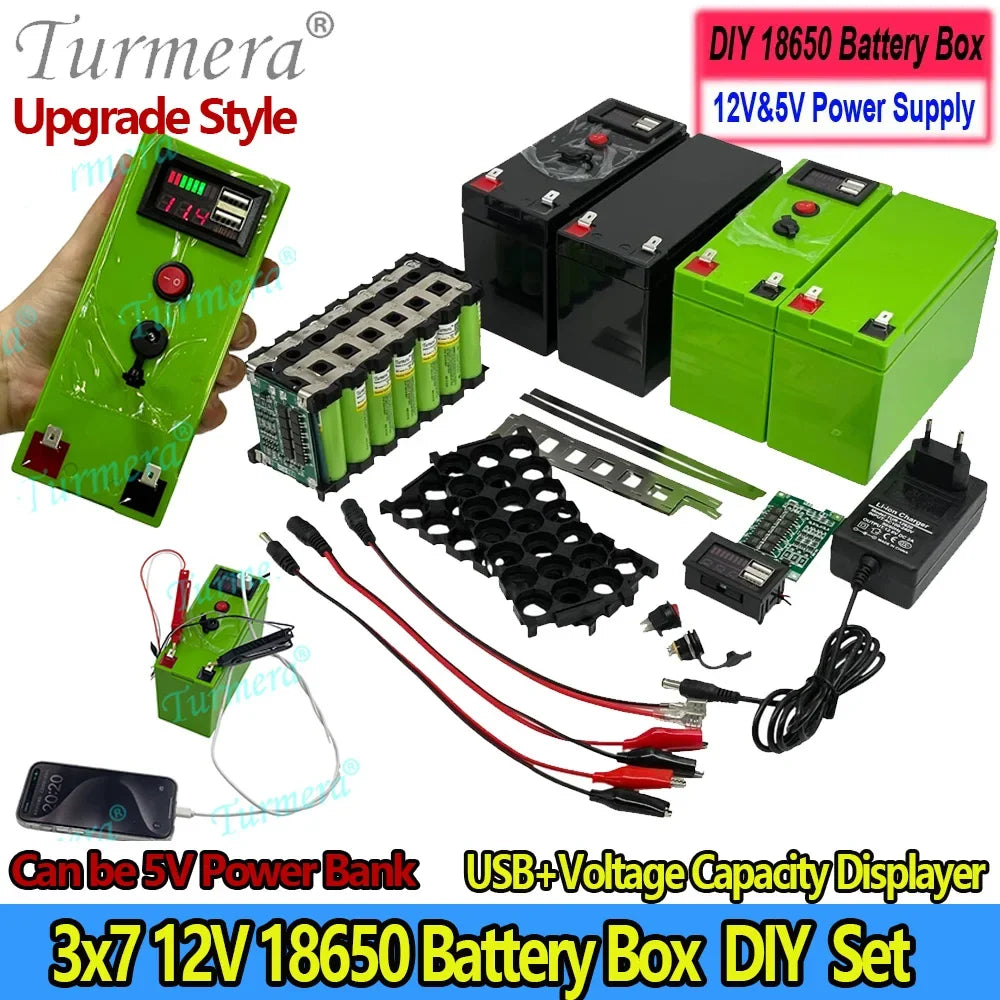 18650 Battery Box Holder 40A BMS with Voltage Capacity Displayer Rechargeable USB Power Bank Battery case Mobile Phone Charger