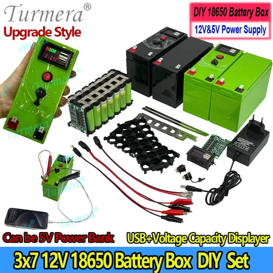18650 Battery Box Holder 40A BMS with Voltage Capacity Displayer Rechargeable USB Power Bank Battery case Mobile Phone Charger