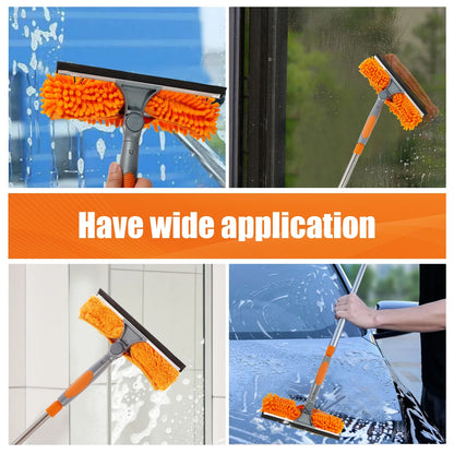 Extendable Window Cleaning Kit – 2-in-1 Glass Squeegee & Microfiber