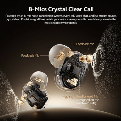 QCY MeloBuds A30 Wireless Earbuds Bluetooth 6.0 LDAC Hi-Res Audio -60dB Hybrid ANC Earphones AI Scene 8 Mics HD Call Headphones