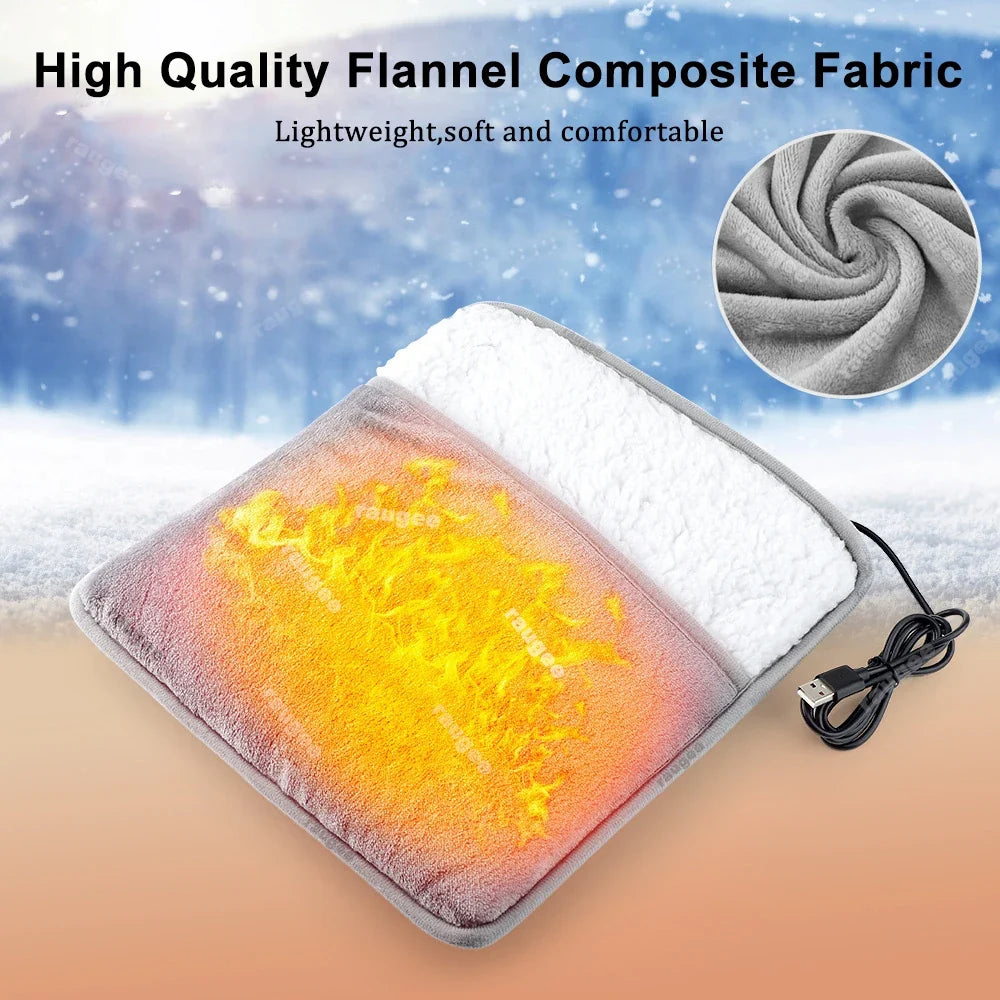 Foot Warmer USB Foot Heater Thermal Foot Heating Pad Soft Plush Warm Foot Cover Electric Heating Feet Warmer for Home Bedroom