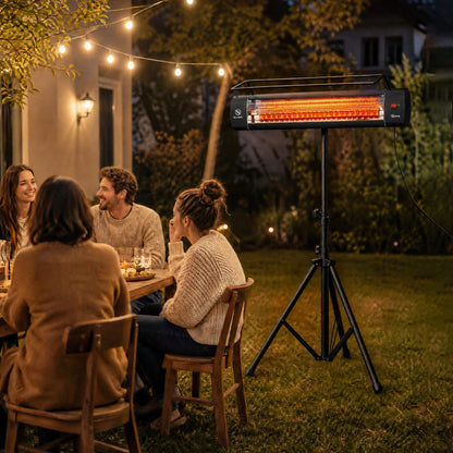 Electric Patio Heater, 1500W IP65 Outdoor Infrared Heater, Black