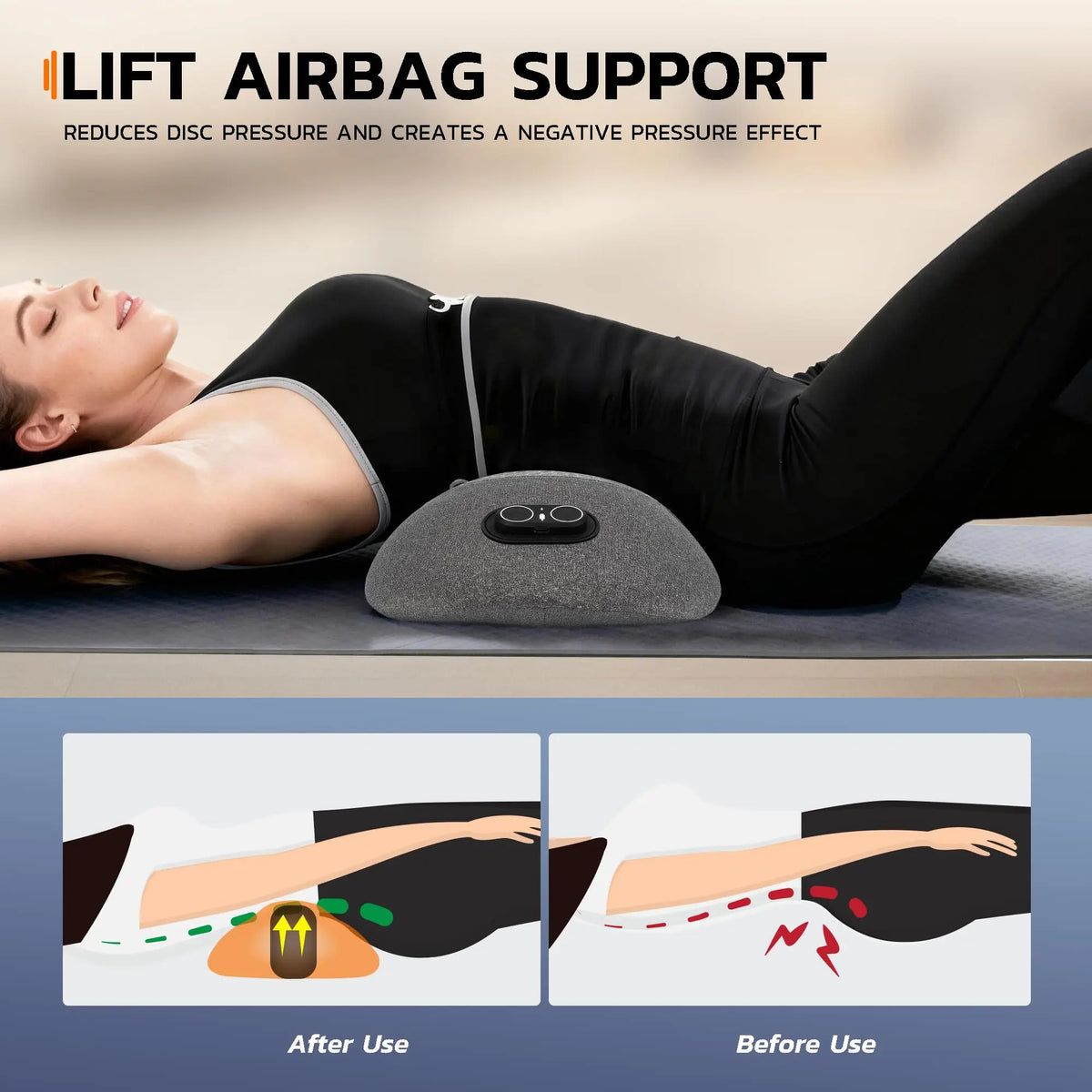3 in 1 Back Massager - Electric Lumbar with Heat, Vibration, Traction,Lumbar Support Pillow for Back Deep Tissue Relaxation