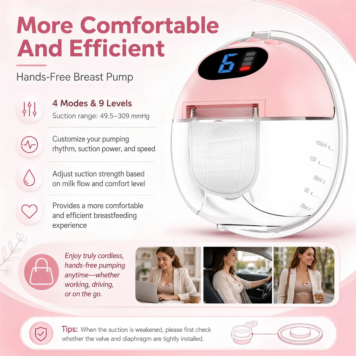 1PCS Smart Suction Breast Pump Milk Portable Postpartum Fortable BreastPump Mother and Baby Supplies Electric Breast Pump