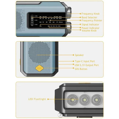 STONEGO Emergency Radio Solar Power Hand Crank Radio Global Receiver High Quality LED Torch Reading Light SOS Alarm 2000mAh