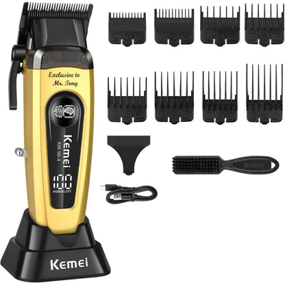 Kemei 90-5 Electric Hair Beard Trimmer 7500 RPM Zero Gap Clipper for Men DLC Blade Cordless Barber Finish Hair Cutting Machine