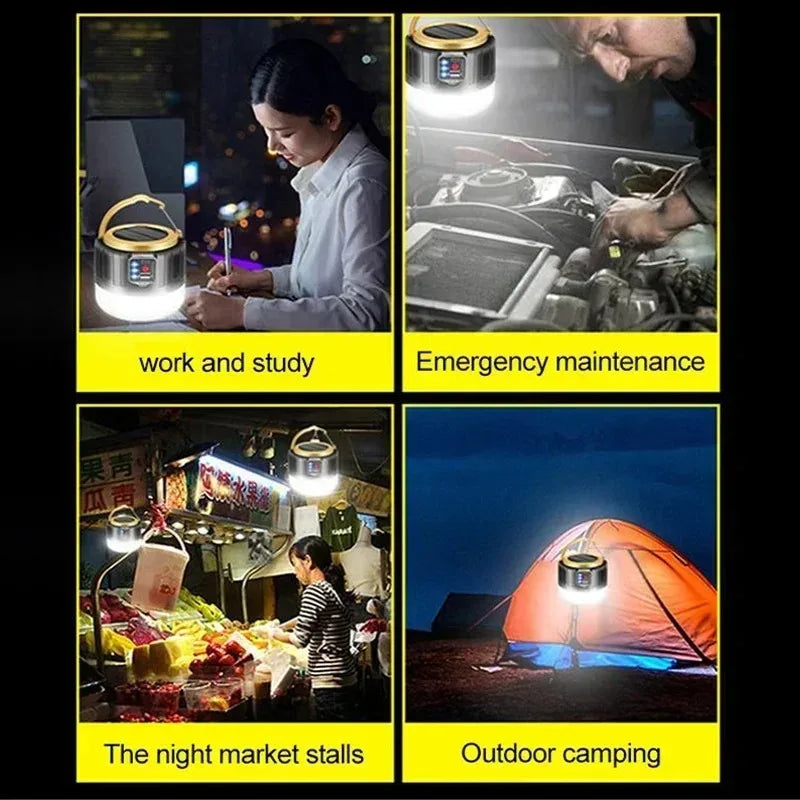 Portable Solar Camping Light Power Bank LED Lanterns With Remote Control Waterproof Outdoor Tent Light Rechargeable Flashlight ﻿