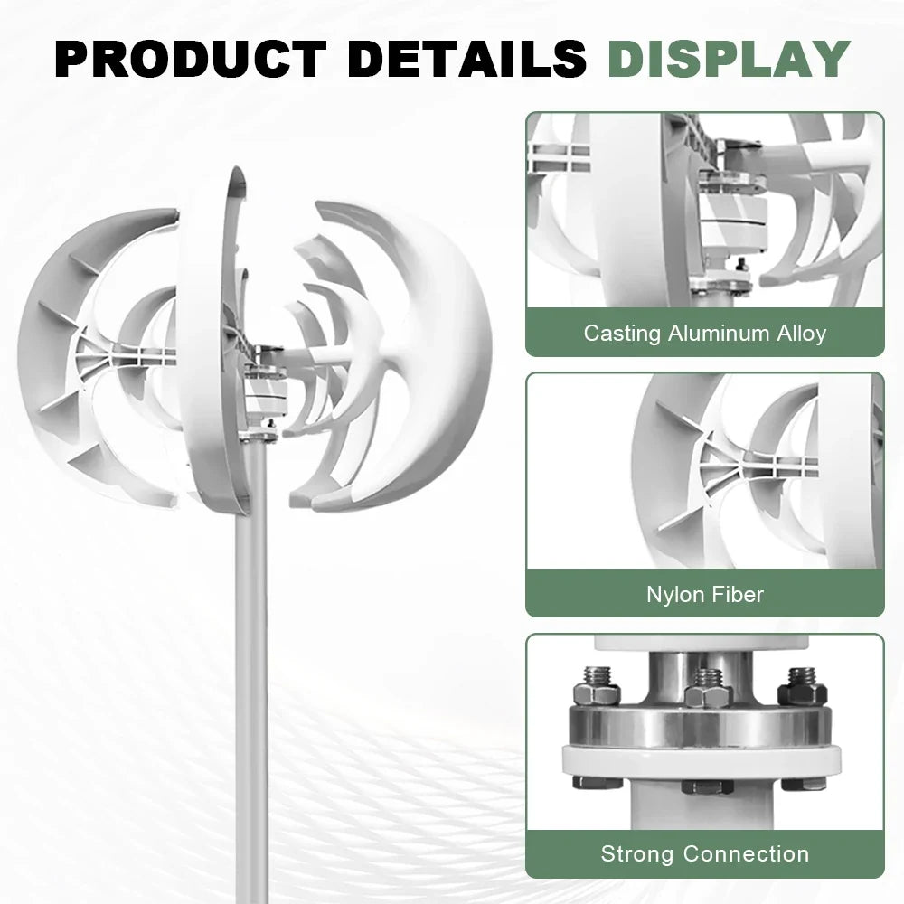 3000W Wind Turbie Generator 12V 24V 48V With Free MPPT Controller PV Solar Panel Off Grid System Free Energy 220V For Home