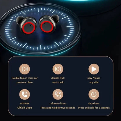 Wireless Bluetooth 5.0 Earphones 9D Stereo Headset with Mic Y50 TWS Touch Control Sport Earphones Waterproof Earbuds LED Display