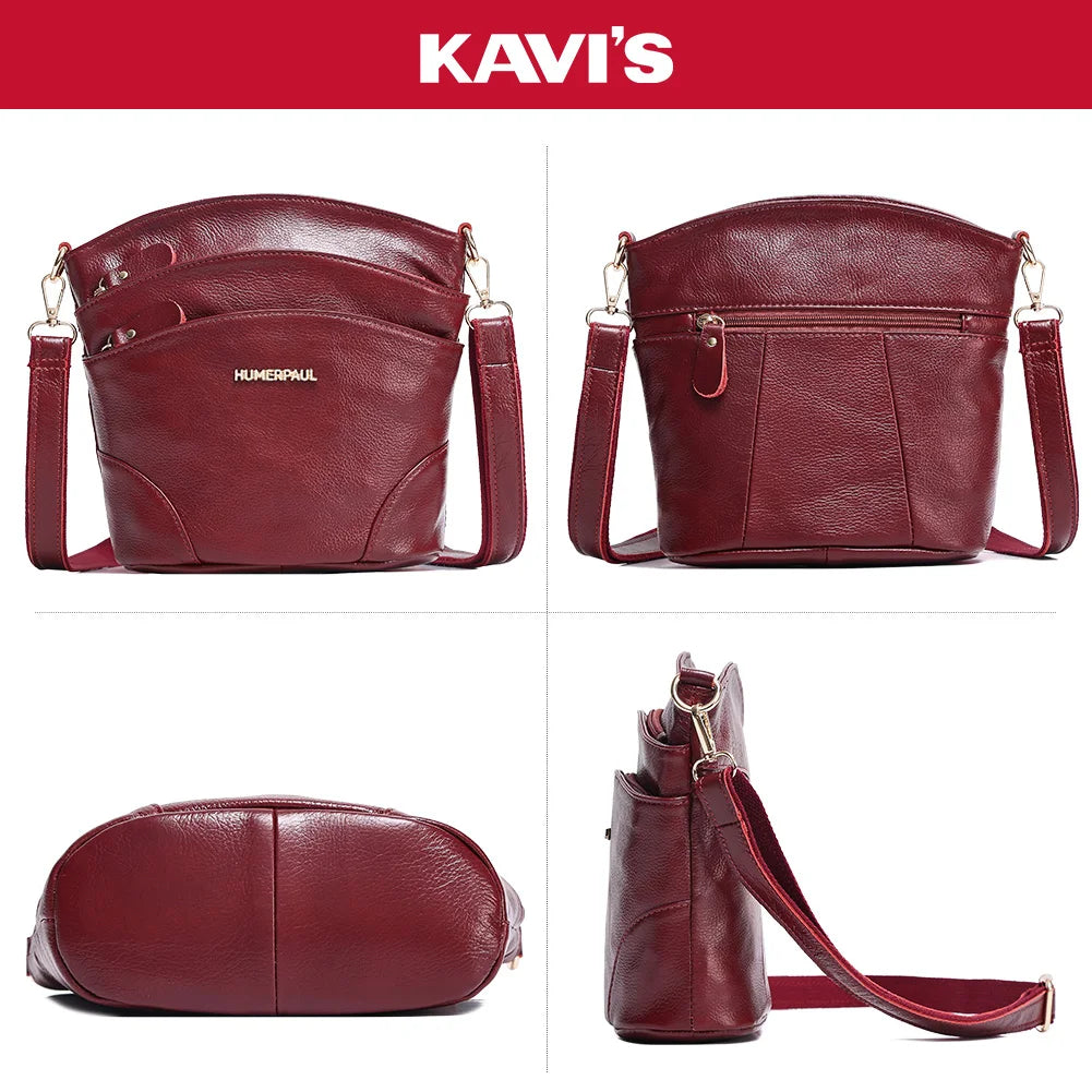 100% Genuine Leather Women Messenger Bags Casual Cell Phone Purse with