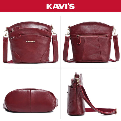 100% Genuine Leather Women Messenger Bags Casual Cell Phone Purse with