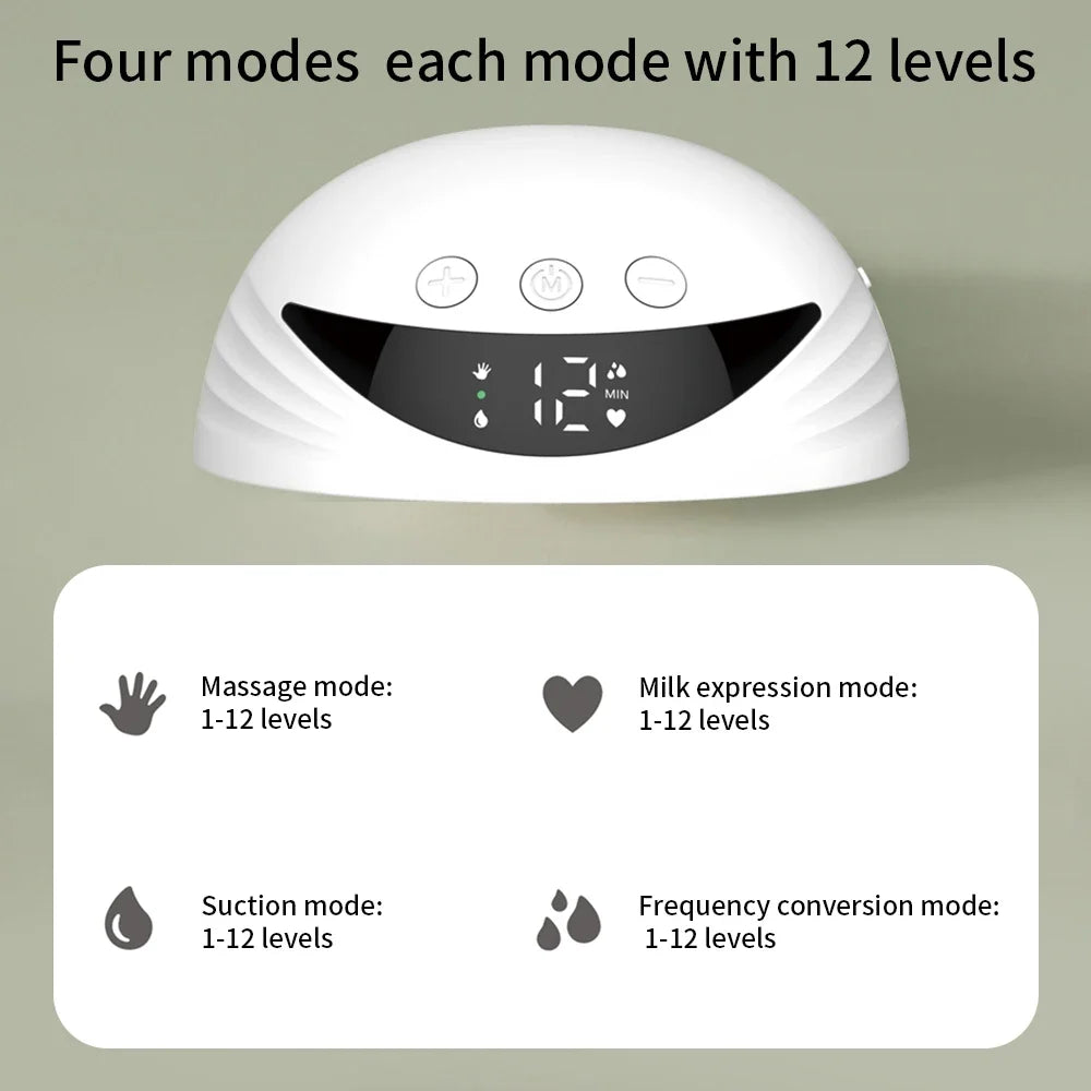 2PCS Hands Free Breast Pump Wearable Electric Breast Pump Lightweight with LED Display 4 Modes & 12 Levels