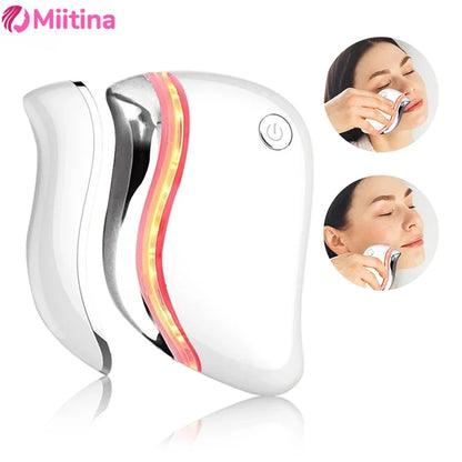4 in 1 Electric Facial Scraping massager Heat Vibration Sculpting Tightening Tool Anti-Aging Wrinkles Eye Face Puffiness Relief