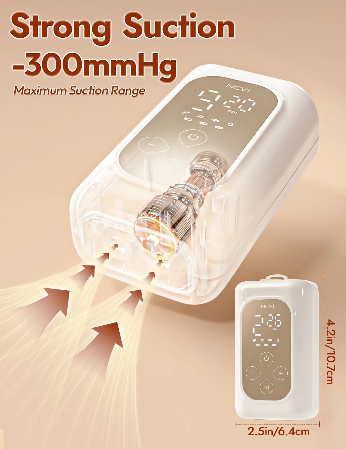 NCVI Wearable Electric Breast Pump Hands-Free 4 Modes 9 Levels Leakproof Double Sealed Milk Cup 21/24mm Flanges Quiet Portable for Home Work Travel