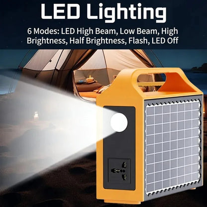 100W Portable Solar Power Station with LED Light & Solar Panel 220V 110V Power Supply Solar Generator Outdoor Backup Power