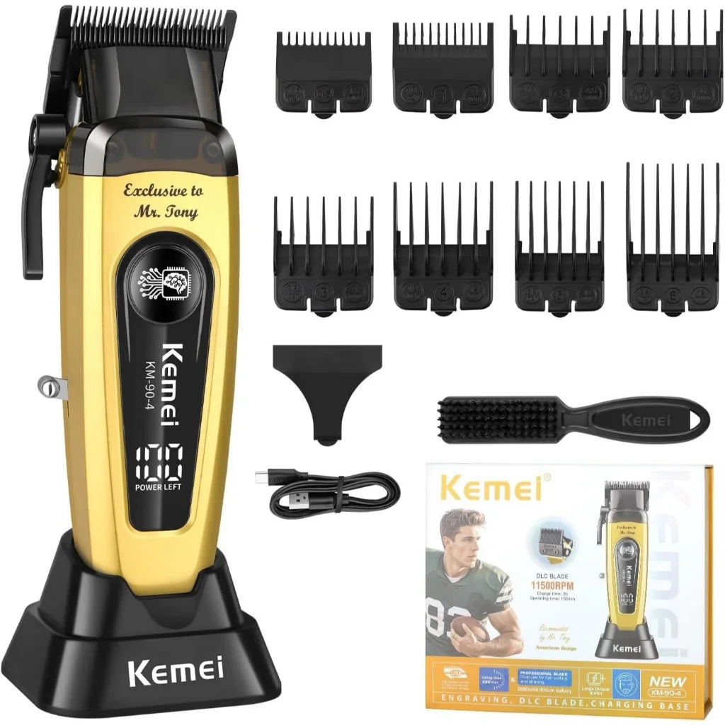 Kemei 90-5 Electric Hair Beard Trimmer 7500 RPM Zero Gap Clipper for Men DLC Blade Cordless Barber Finish Hair Cutting Machine