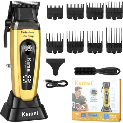 Kemei 90-5 Electric Hair Beard Trimmer 7500 RPM Zero Gap Clipper for Men DLC Blade Cordless Barber Finish Hair Cutting Machine