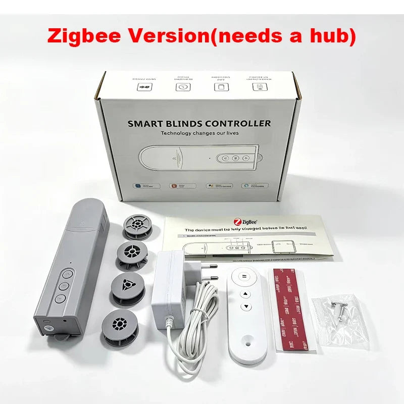 Tuya WiFi Smart Curtain Motor, ZigbeeElectric Roller Blinds Driver, Alexa Google Home Voice Control, Automatic Pull Cord Chain