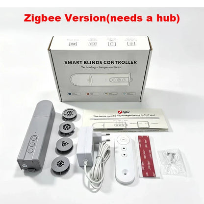 Tuya WiFi Smart Curtain Motor, ZigbeeElectric Roller Blinds Driver, Alexa Google Home Voice Control, Automatic Pull Cord Chain