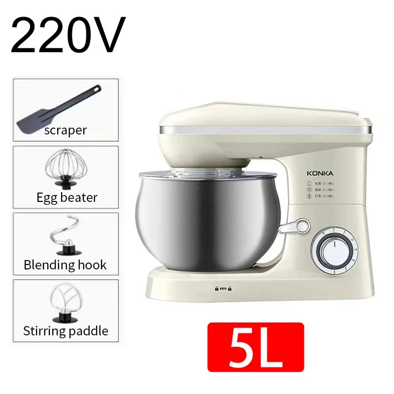 2026 Multifunctional Chef Machine Household 3-5 Liter Small Dough Kneading Machine Fully Automatic Household Electric Egg Beater